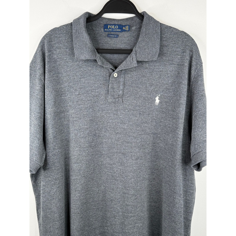 Polo Ralph Lauren Mens XXL Classic Fit Grey Short Sleeve Polo Shirt 100% Cotton